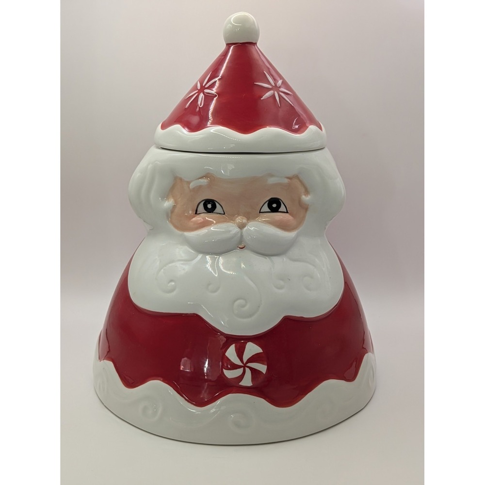 Johanna Parker Magenta Carnival Cottage Santa Claus Canister Cookie Jar Ceramic